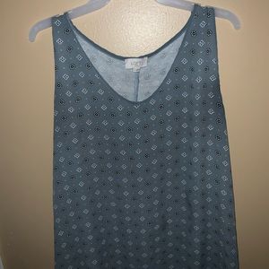 Loft Pale Blue Floral Pattern Geometric Print Tank Top, size L